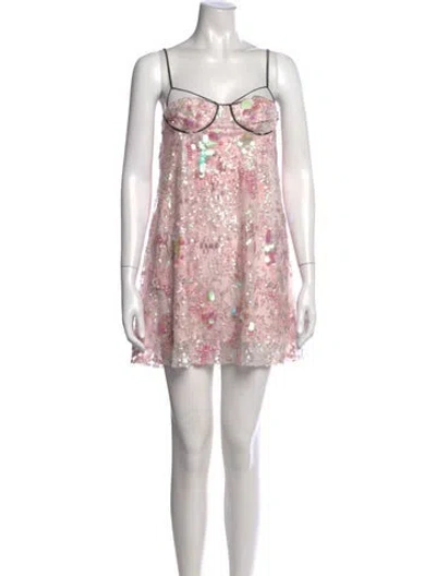 Pre-owned Aknvas Patterned Mini Dress In Pink