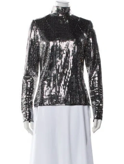 Pre-owned Aknvas Patterned Mock Neck Top In Multi