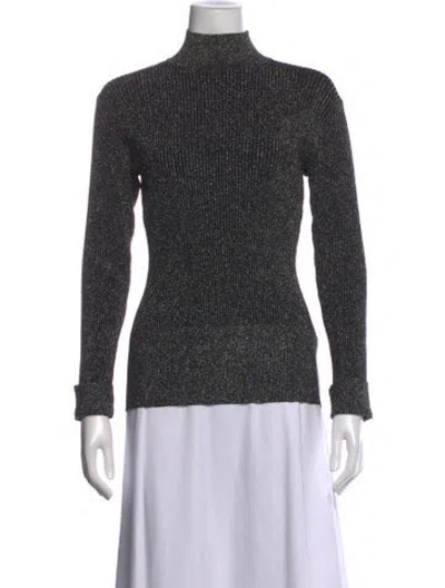Pre-owned Aknvas Patterned Turtleneck Top In Black