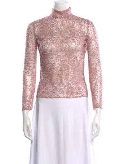 Pre-owned Aknvas Patterned Turtleneck Top In Pink