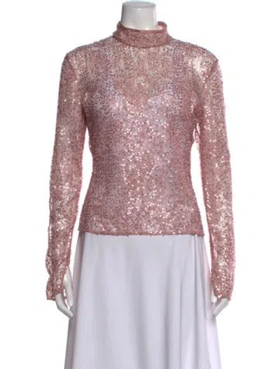 Pre-owned Aknvas Patterned Turtleneck Top In Pink