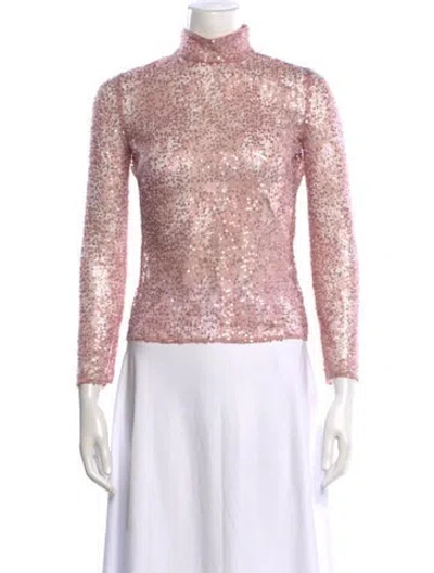 Pre-owned Aknvas Patterned Turtleneck Top In Pink