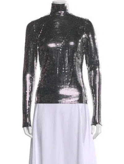 Pre-owned Aknvas Patterned Turtleneck Top In Silver