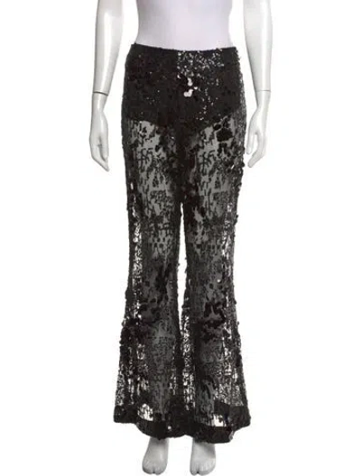 Pre-owned Aknvas Patterned Wide Leg Pants In Black