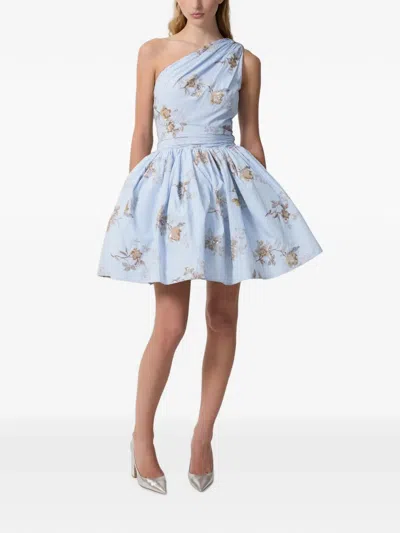 Aknvas Paula Sequin-embellished One-shoulder Mini Dress In Blue