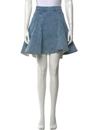 Pre-owned Aknvas Plaid Print Mini Skirt In Blue