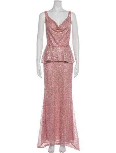 Pre-owned Aknvas Printed Long Dress In Pink