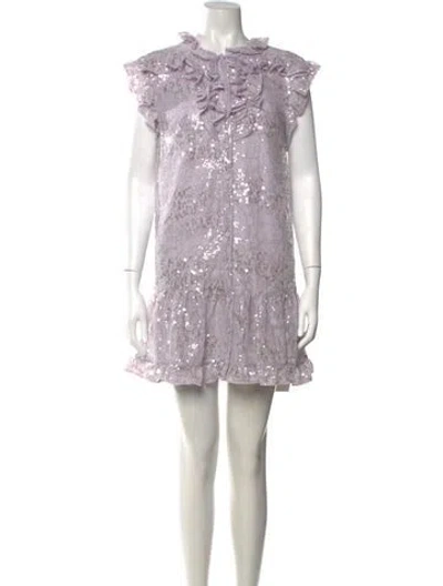 Pre-owned Aknvas Printed Mini Dress In Purple