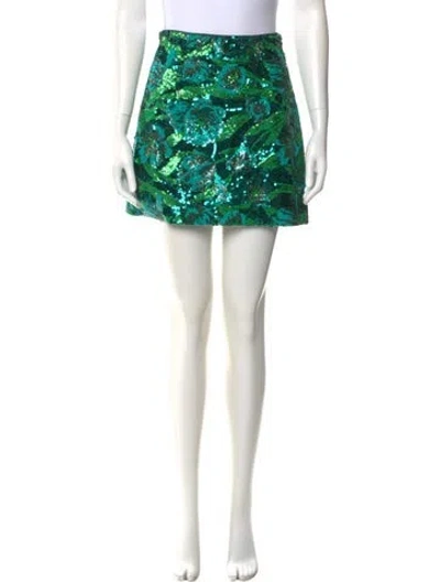 Pre-owned Aknvas Printed Mini Skirt In Green