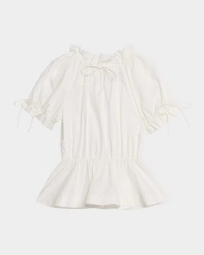 Aknvas Rosalina Drawstring Poplin Blouse In White
