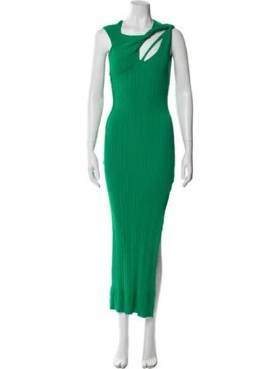 Pre-owned Aknvas Scoop Neck Long Dress In Green