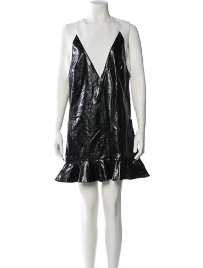 Pre-owned Aknvas Scoop Neck Mini Dress In Black