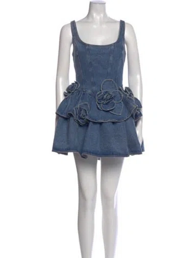 Pre-owned Aknvas Scoop Neck Mini Dress In Blue
