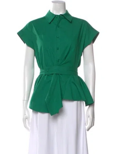 Pre-owned Aknvas Short Sleeve Button-up Top In Green