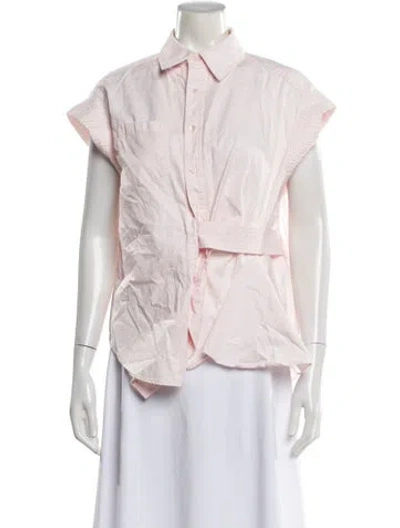 Pre-owned Aknvas Short Sleeve Button-up Top In Pink