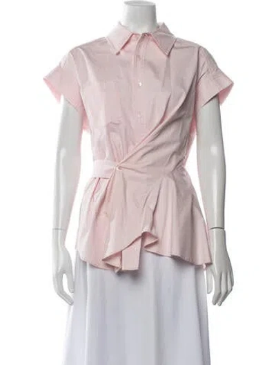 Pre-owned Aknvas Short Sleeve Button-up Top In Pink