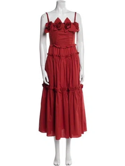 Pre-owned Aknvas Square Neckline Long Dress W/ Tags In Orange