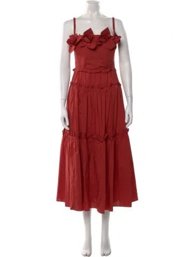 Pre-owned Aknvas Square Neckline Long Dress W/ Tags In Orange