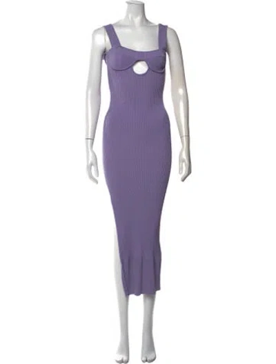 Pre-owned Aknvas Square Neckline Midi Length Dress In Purple