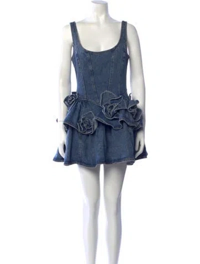 Pre-owned Aknvas Square Neckline Mini Dress In Blue