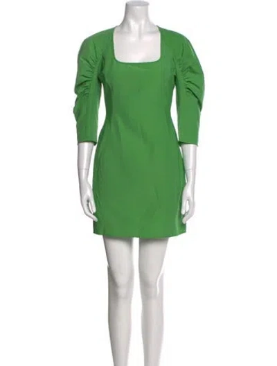 Pre-owned Aknvas Square Neckline Mini Dress In Green