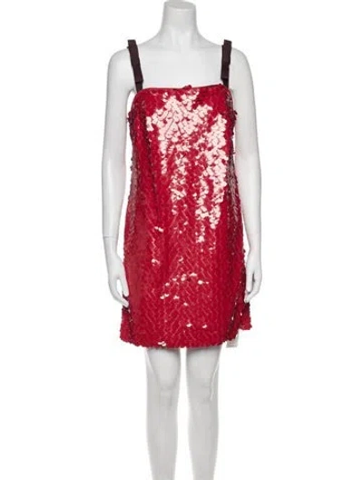 Pre-owned Aknvas Square Neckline Mini Dress W/ Tags In Red