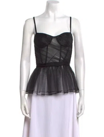 Pre-owned Aknvas Square Neckline Sleeveless Top In Black