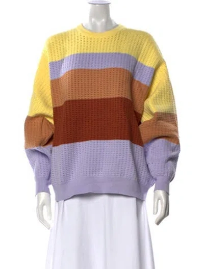 Pre-owned Aknvas Striped Crew Neck Sweater In Yellow