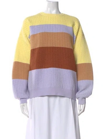 Pre-owned Aknvas Striped Crew Neck Sweater In Yellow