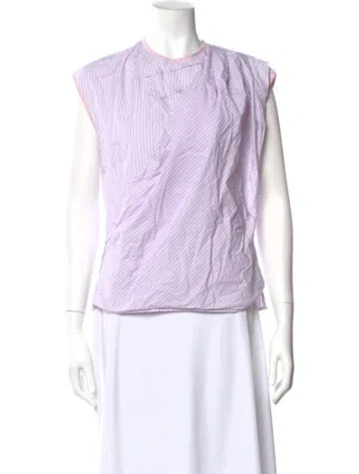 Pre-owned Aknvas Striped Crew Neck Top In Purple