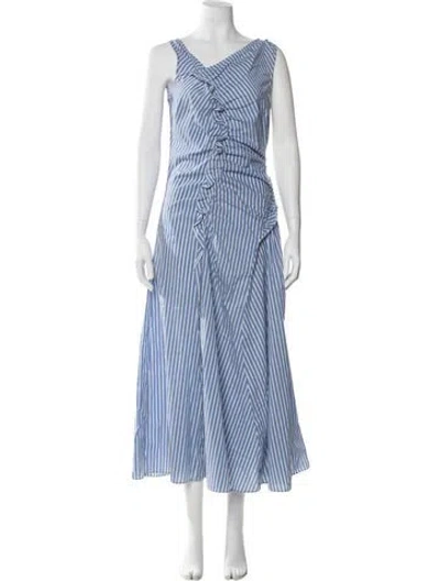 Pre-owned Aknvas Striped Long Dress In Blue