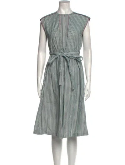 Pre-owned Aknvas Striped Midi Length Dress In Gray