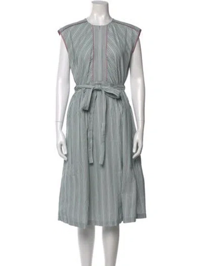 Pre-owned Aknvas Striped Midi Length Dress In Green