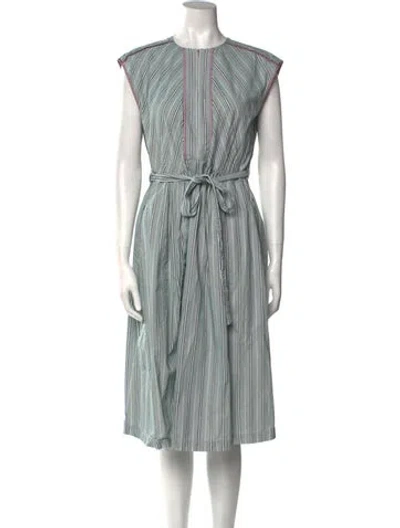 Pre-owned Aknvas Striped Midi Length Dress In Green