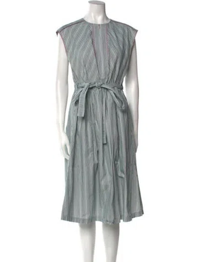 Pre-owned Aknvas Striped Midi Length Dress In Green