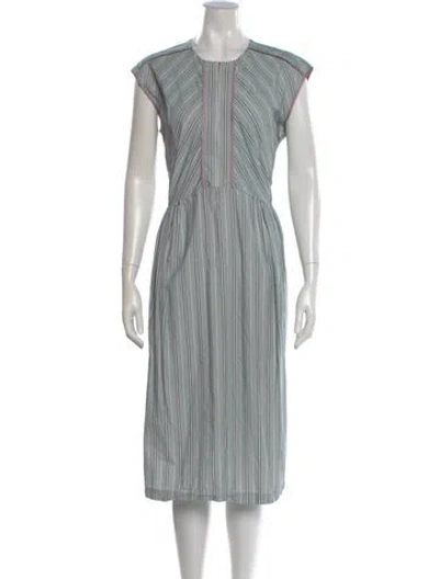 Pre-owned Aknvas Striped Midi Length Dress In Green
