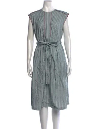 Pre-owned Aknvas Striped Midi Length Dress In Grey