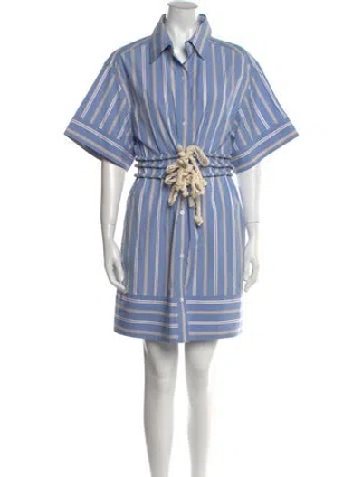Pre-owned Aknvas Striped Mini Dress W/ Tags In Blue
