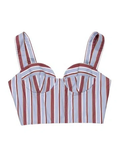 Pre-owned Aknvas Striped Square Neckline Crop Top In Blue