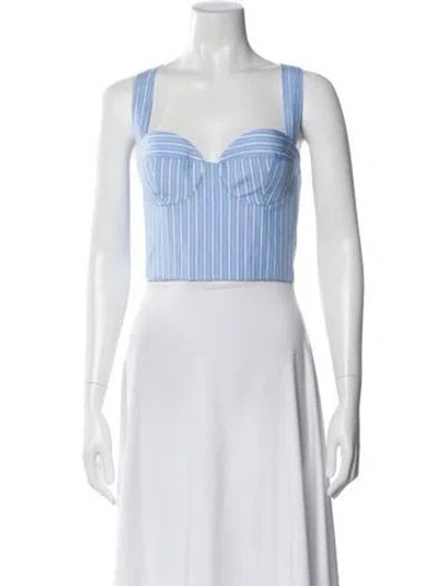 Pre-owned Aknvas Striped V-neck Crop Top In Blue