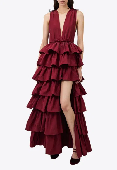 Aknvas The Henriette Ruffle Dress In Red