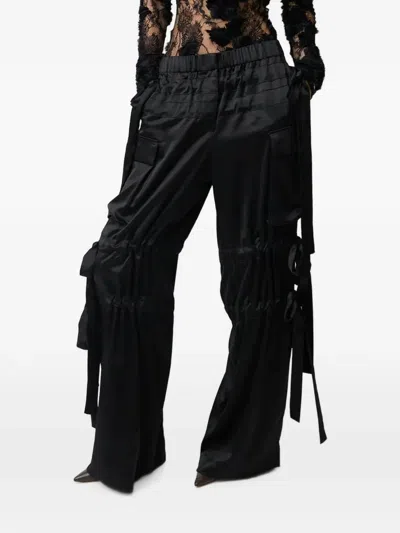Aknvas The Odin Bow-embellished Ruched Cargo Pants In Black
