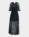 Aknvas Tissy Lace Cape Gown In Black