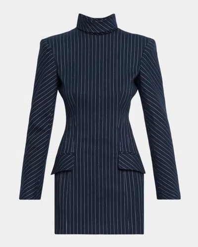 Aknvas Toni Pinstripe Mini Dress In Blue