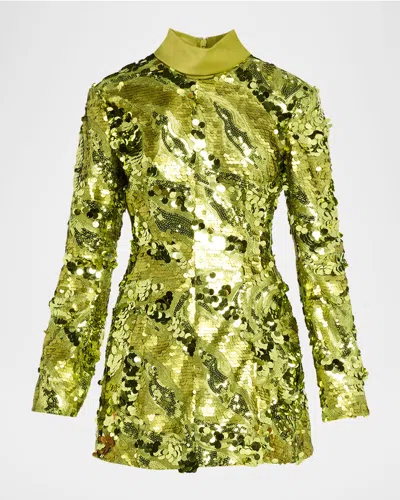 Aknvas Toni Sequined Mini Dress In Gold