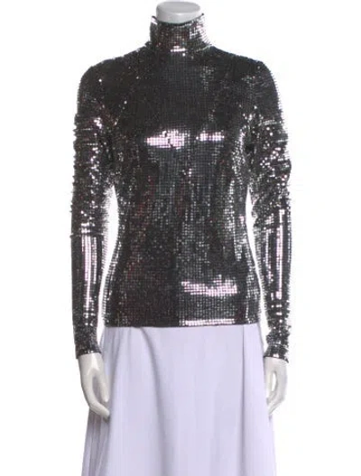 Pre-owned Aknvas Turtleneck Long Sleeve Top In Silver