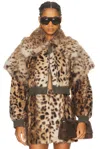Aknvas Valde Faux Fur Bomber Jacket In Animal Print