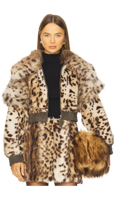 AKNVAS VALDE FAUX FUR LYNX BOMBER JACKET