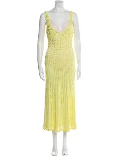 Pre-owned Aknvas V-neck Long Dress W/ Tags In Yellow