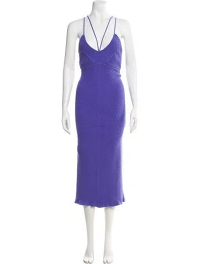 Pre-owned Aknvas V-neck Midi Length Dress In Purple
